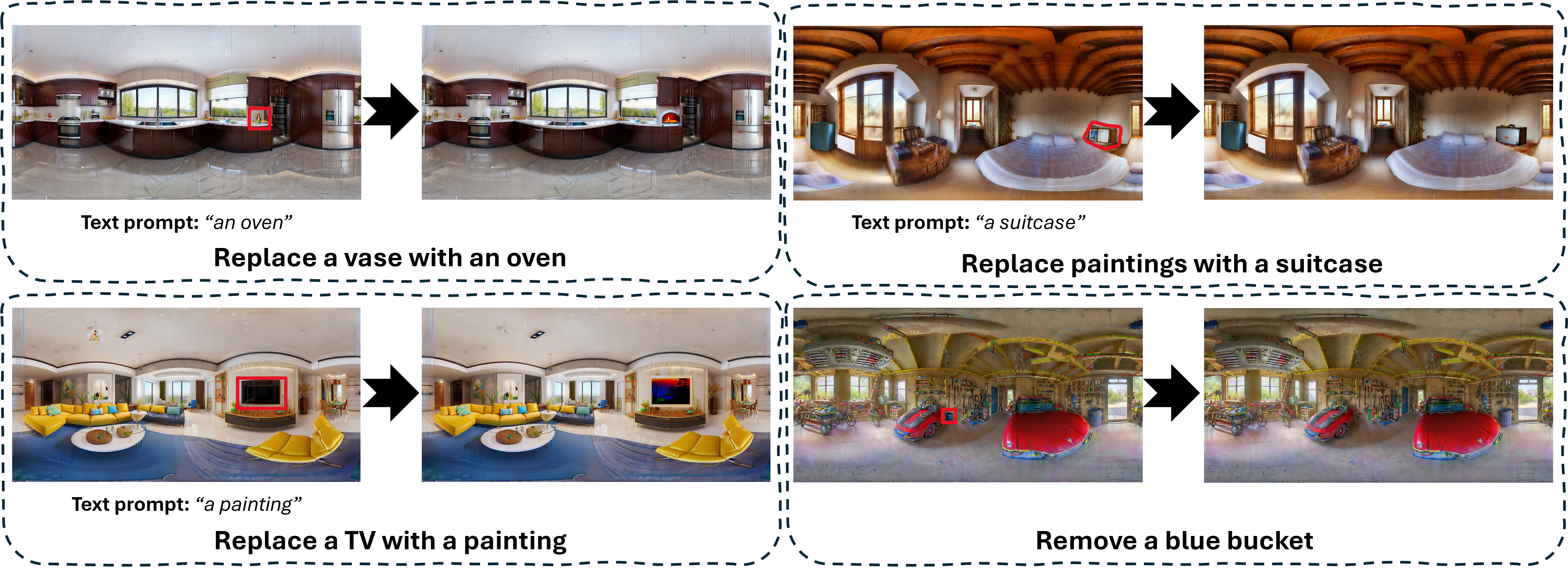 Panoramic image editing results
